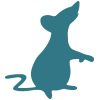 Dedetizadora em Brasília. Desratização no DF. Desenho de Rato em computação gráfica na cor azul turquesa. Dztop Dedetizadora